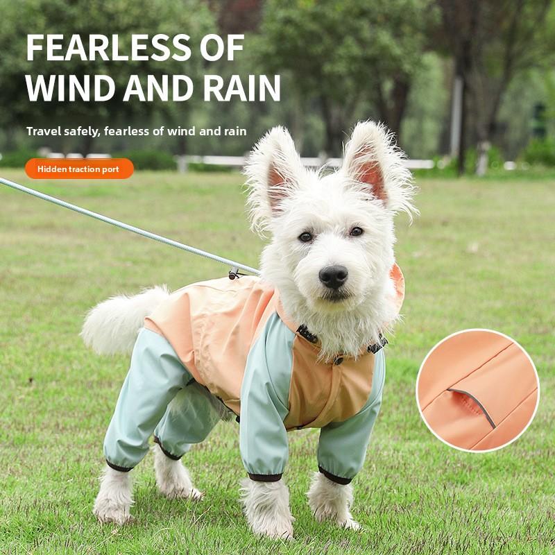 Four-legged Raincoat for Towing Puppies, Waterproof Full Package with Legs, Small Dog Bichon Bear, Teddy Pet, Rain Clothes