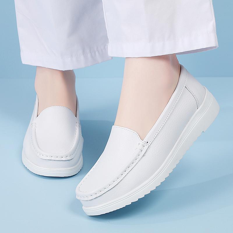 

Women’s Moccasins Loafers Black Leather Nurse Shoes Driving Shoes Comfort Flats Casual Slip on Walking Shoes for Girl EU:35