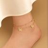 Korean INS-Style Double-Layer Butterfly Anklet for Women, Personalized Titanium Steel Gold-Plated Summer Design