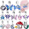 New Charm Pendant Copper Spring Butterfly Flower Rainbow Beetle Charm Fit Bracelets Fine Diy Woman Jewelry Gift