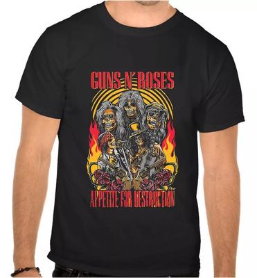 Unisex T-Shirts 100% Baumwolle Herren Damen Guns and Roses Guns N Roses Rockmusik Schwarzes T-SHIRT -1053-