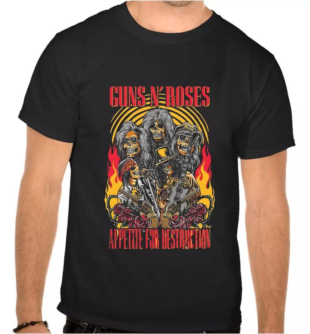 

Unisex Tees 100% cotton Men s Women s Guns and Roses Guns N Roses Rock Music Black T-SHIRT -1053- M