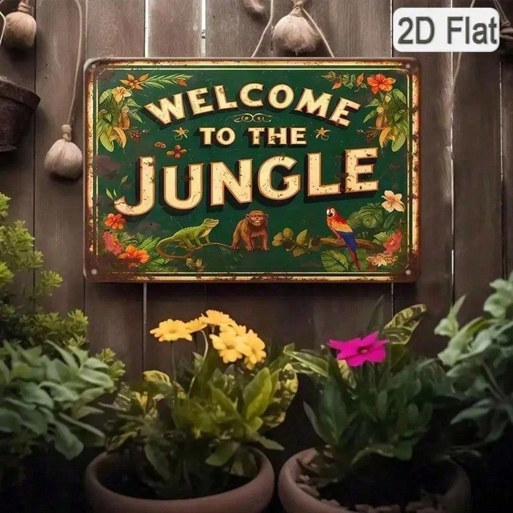 

Vintage Metal Poster Jungle Animal Wall Art for Bar
