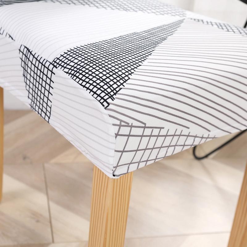 4 Stück Modern Bedruckter Stuhlbezug Elastischer Sitz Stuhlbezüge Abnehmbar Und Waschbar Stretch Bankett Hotel Esszimmer Bezug