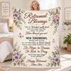 Personalized Retirement Blanket, Retirement Gift for Women, Coworker Farewell Gift, Retired Boss Gift, Floral Happy Retirement Throw
