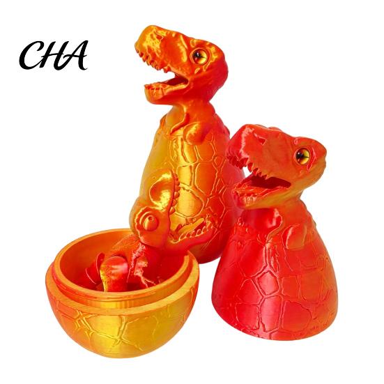 Dinosaur Stress Relief Toy 3D Printed Egg Toy, Articulated Tyrannosaurus Fidget for Desk Decor Relief, Desktop Ornament Home Office Collectible Model