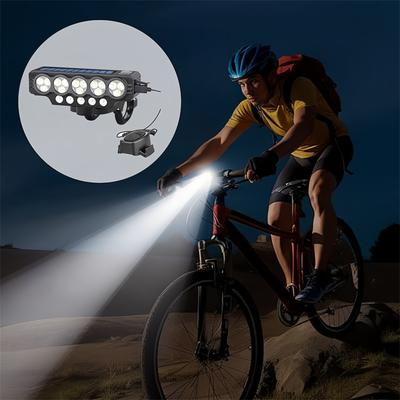 Solar Scheinwerfer – Fahrradlicht, USB-Ladelampe | Outdoor-Nachtfahrzubehör mit Fern- und Abblendlicht, eingebauter Lautsprecher für Mountainbike