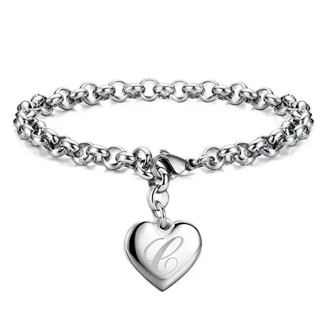 New Copper noble Heart 26 Letteres chain Bracelets for women Fashion Designer party wedding Jewelry gifts