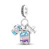925 Silber Rosa Anhänger Flugzeug Herz Schmetterling Blume Perlen Anhänger für DIY Armband Halskette Schmuck Geschenk