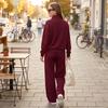 Women's Casual Ruffle Trim Two Piece Outfit with Three-Quarter Sleeve Top and Pants