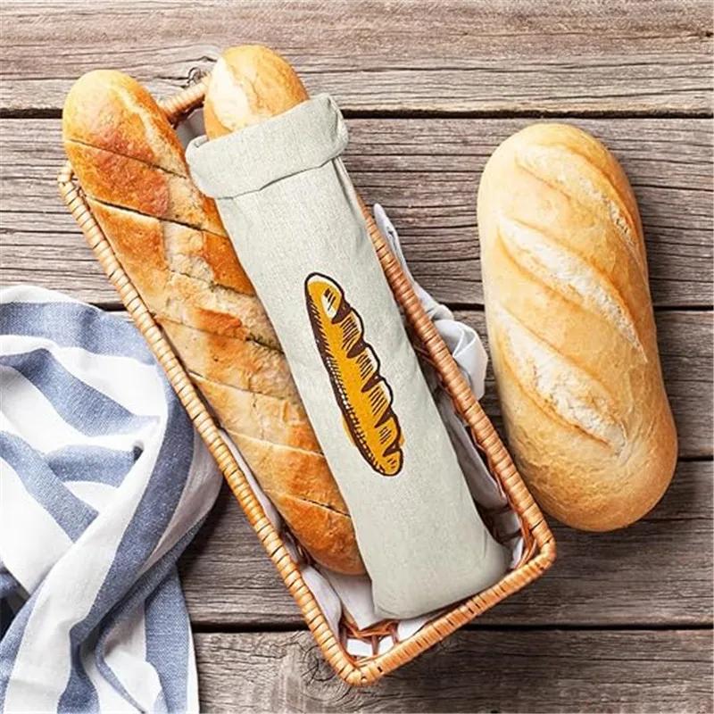 Reusable Drawstring Linen Bread Bags Large Washable Storage Food Accessories Home Unbleached Kitchen Organizer