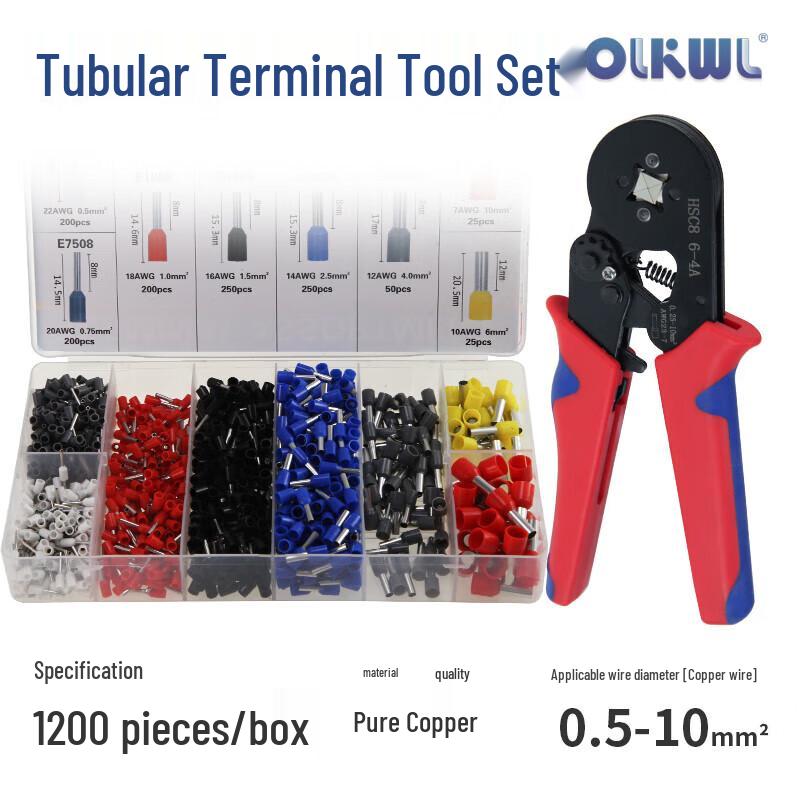 OLKWL HSC8 6-4A Crimping Pliers with 1200 Terminals