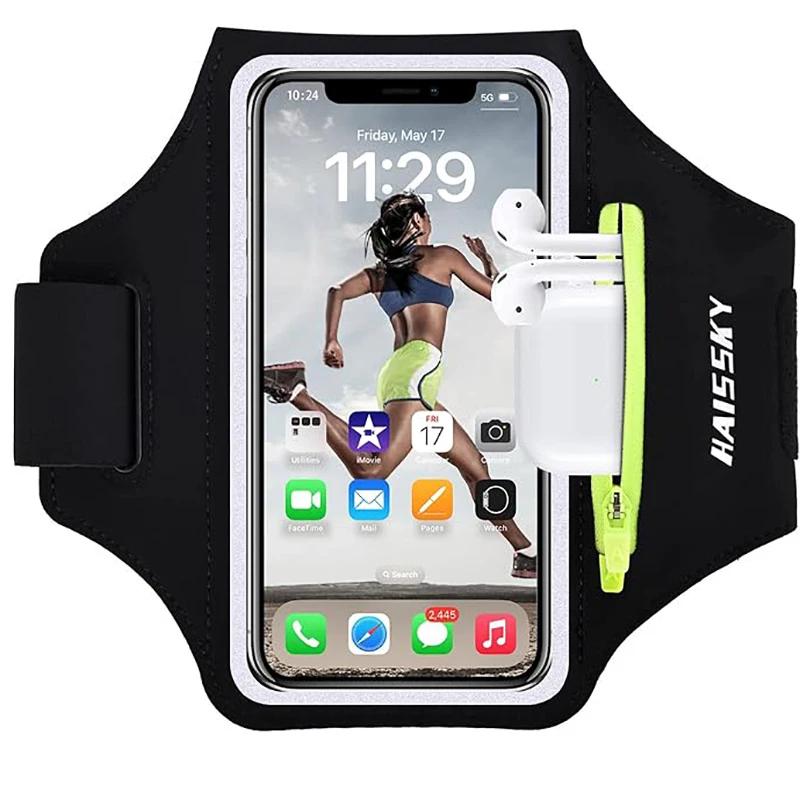 HAISSKY Ritszak Hardlopen Sport Armband Voor iPhone 17 16 15 Pro Max 14 Plus 13 Mannen Vrouwen Outdoor Touchscreen Riem Armtassen