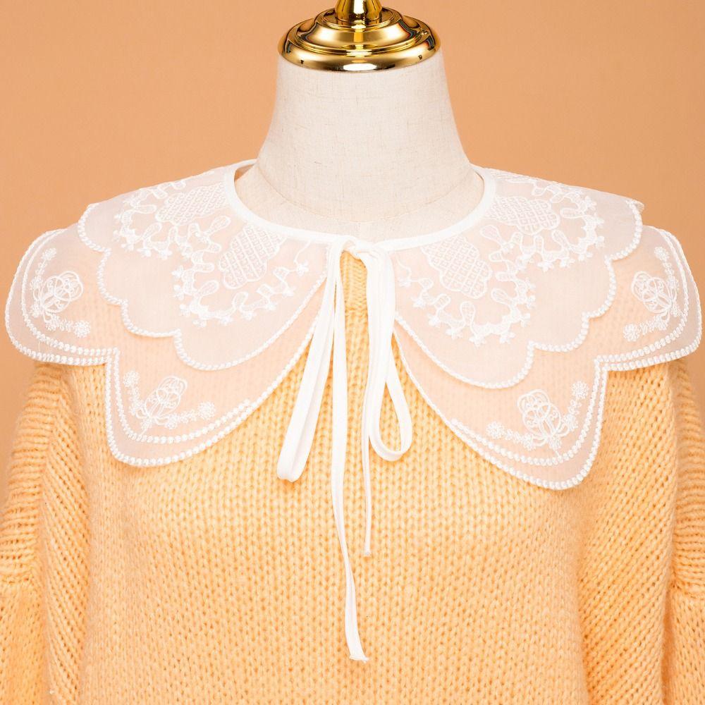 

Detachable Bow Fake Collar Embroidery Lace Doll Collar Lace Fake Collar Women/Girls