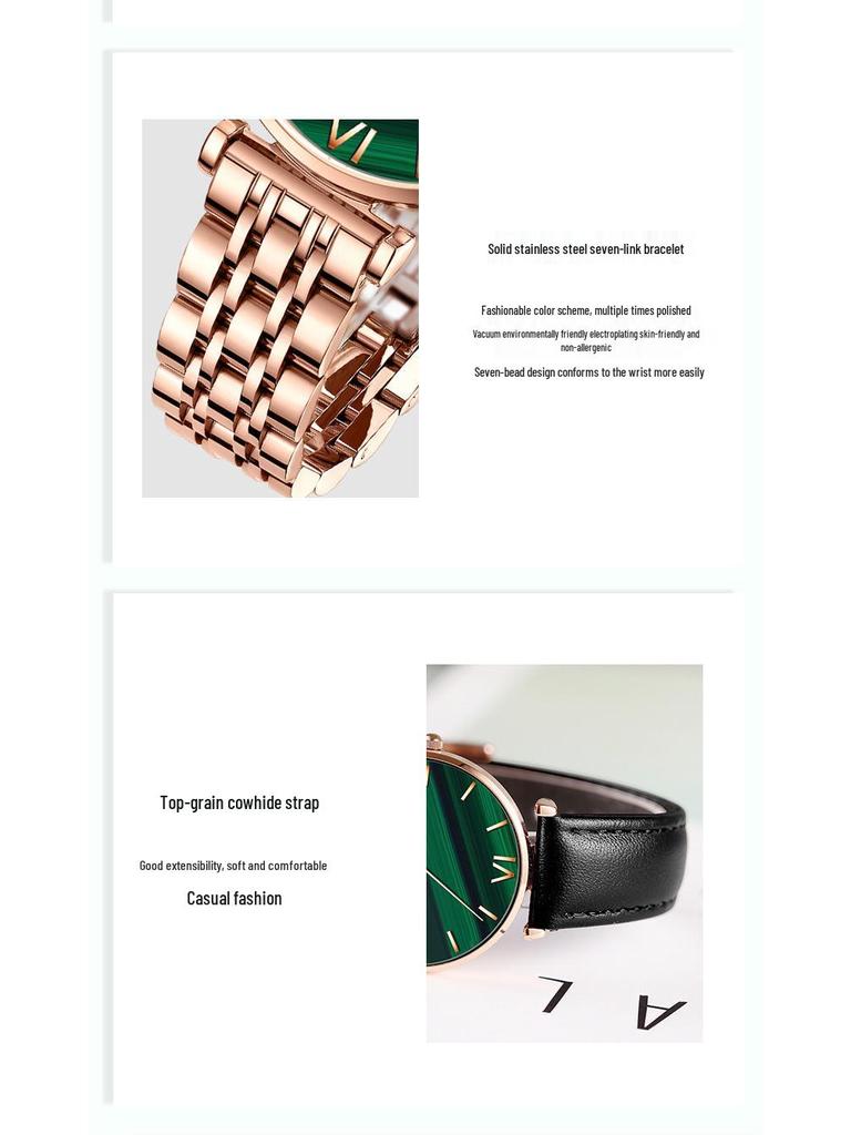 Hannah Martin Women's Waterproof Malachite Green Dial Watch