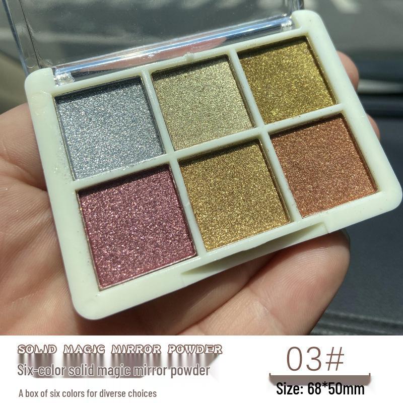 6-Color Magic Mirror Powder Set: Ultra-Bright Nail & Eyeshadow Palette with Aurora and Gold Ripple Effects