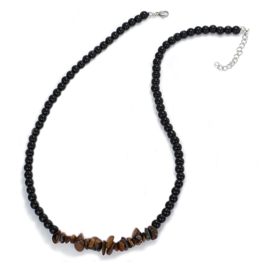 

New Handmade Men Necklace Natural Irregular Tiger Eye Stone Obsidian Howlite Short Colar Healing Neck Accessories Steel Buckle
