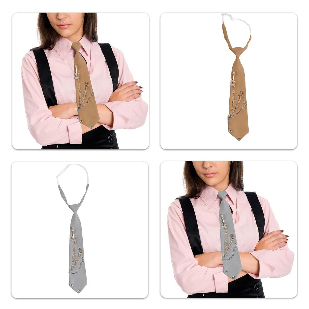 Punk Metal Guitar Chain Tie for Music Lovers and Fashion Enthusiasts Adjustable Pre Tied Necktie for Concerts Parties