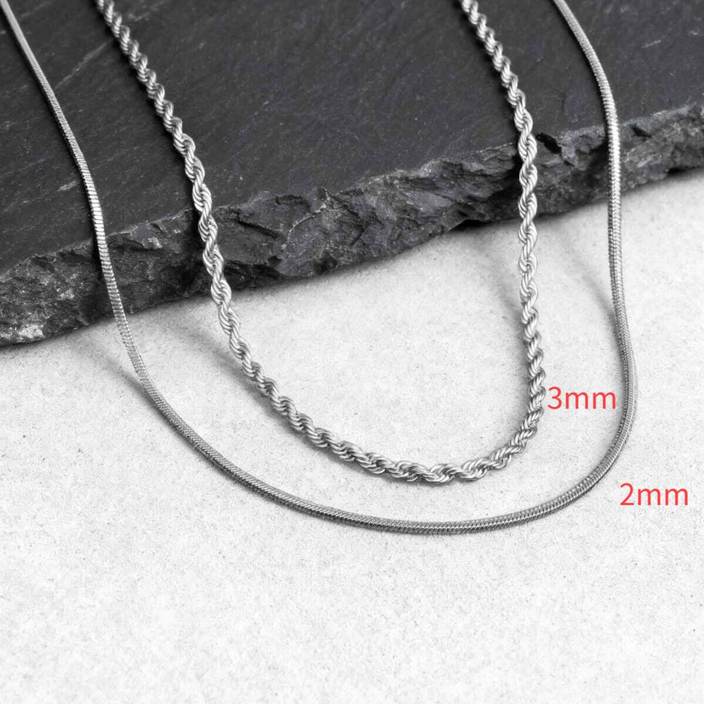 2pcs Men's Chain Necklace,Stainless Steel Black Gold Silver Color Twisted Rope Chain Collars,Trendy Punk Basic Chains Gift