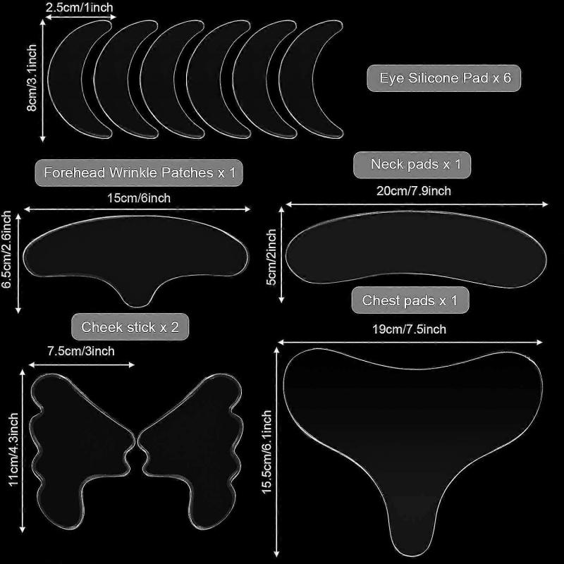 11 Pieces Reusable Silicone Chest Wrinkle Pads Patches, Silicone Neck Wrinkle Patches Pad Forehead Pad Set