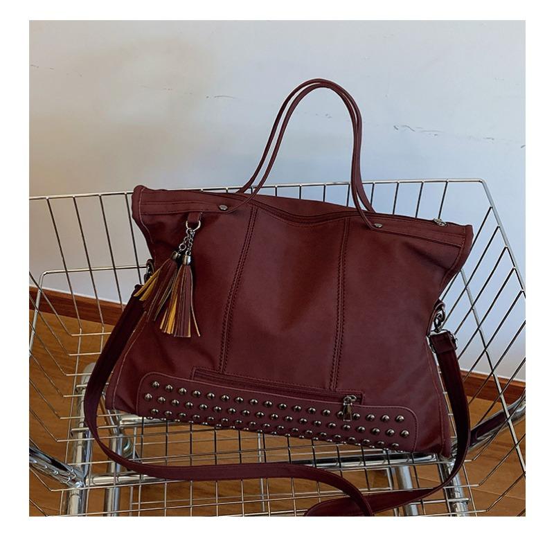 

Винтажная сумка-тоут женская зимняя новая модная матовая сумка на плечо большой вместимости для поездок на работу сумка-мессенджер бордовый