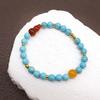 Bracciale in Agata Turchese a Forma di Zucca - Raffinato, di Alta Gamma, Vintage, con Perline - Accessorio d'Abbigliamento di Lusso Leggero