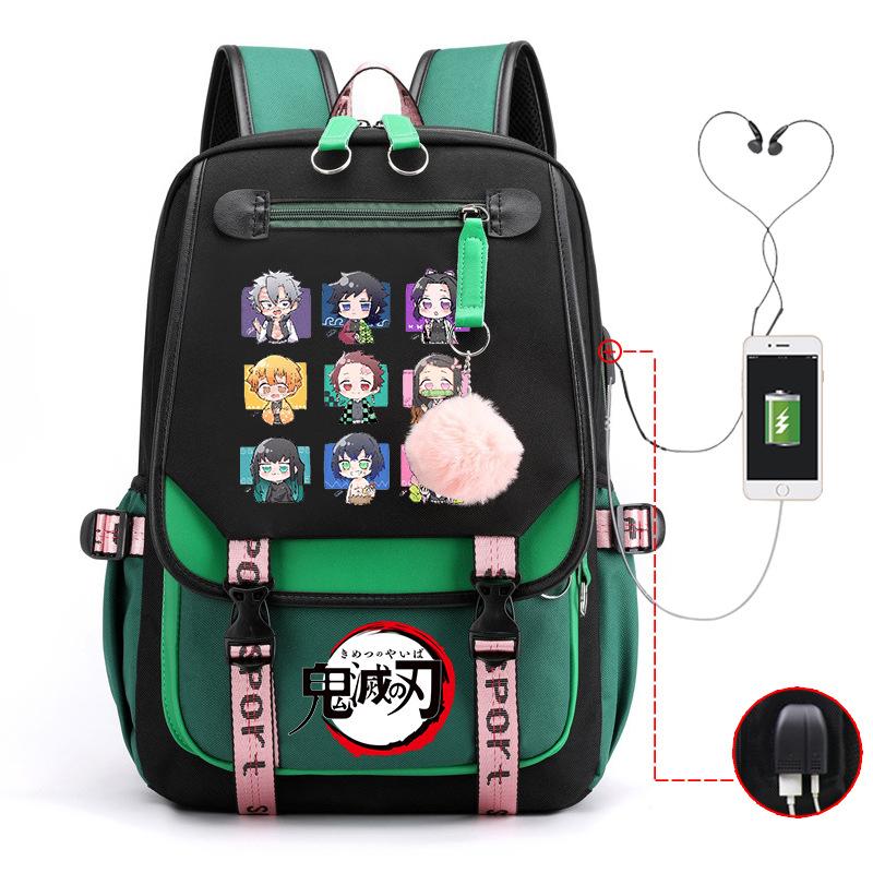 Ghost Annihilation Blade Grade 3-6 Junior High School Student High School Student School Bag Strap USB Multifunctional Backpack