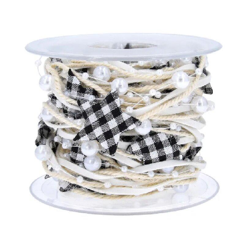 5M Christmas Ribbon Decorative Tree Star Creative Bead Chain Ribbon Christmas Tree DIY Christmas Home Decoration 2024 New Year