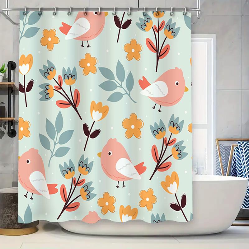 

Soft Faux Linen Shower Curtain Birds Floral Print Waterproof Bathroom Decor In Bath Sets From Home Garden On.Com W60H190(CM)-1 Pcs