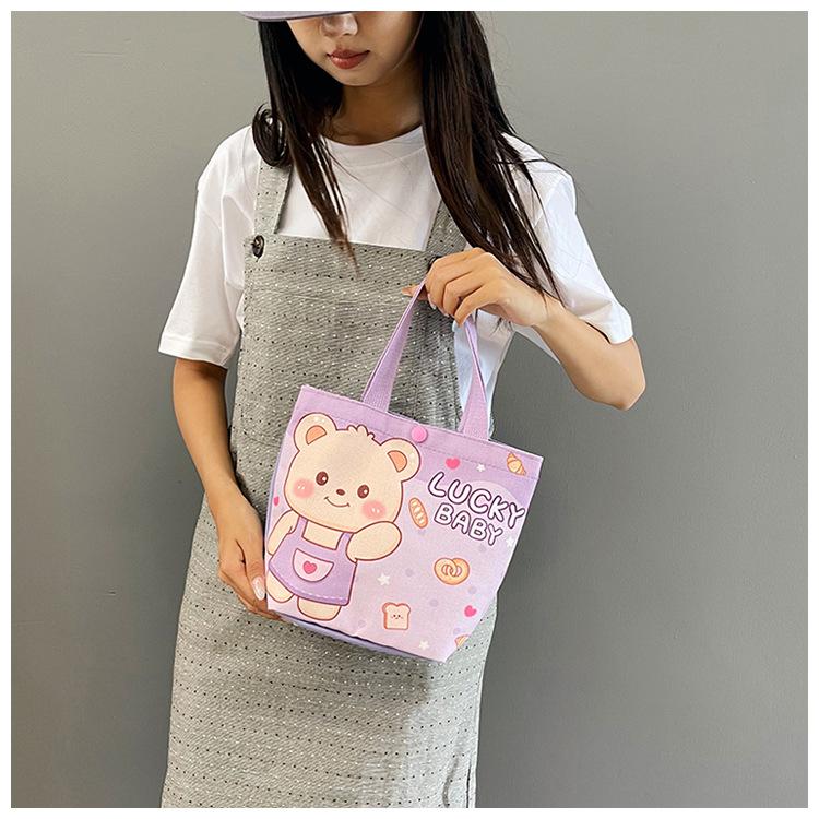 Cartoon Canvas Tote Bag for Kids, Birthday Party Favors Gift Pouch, Wedding Candy Bag, Festival Giveaway Handbag CLE