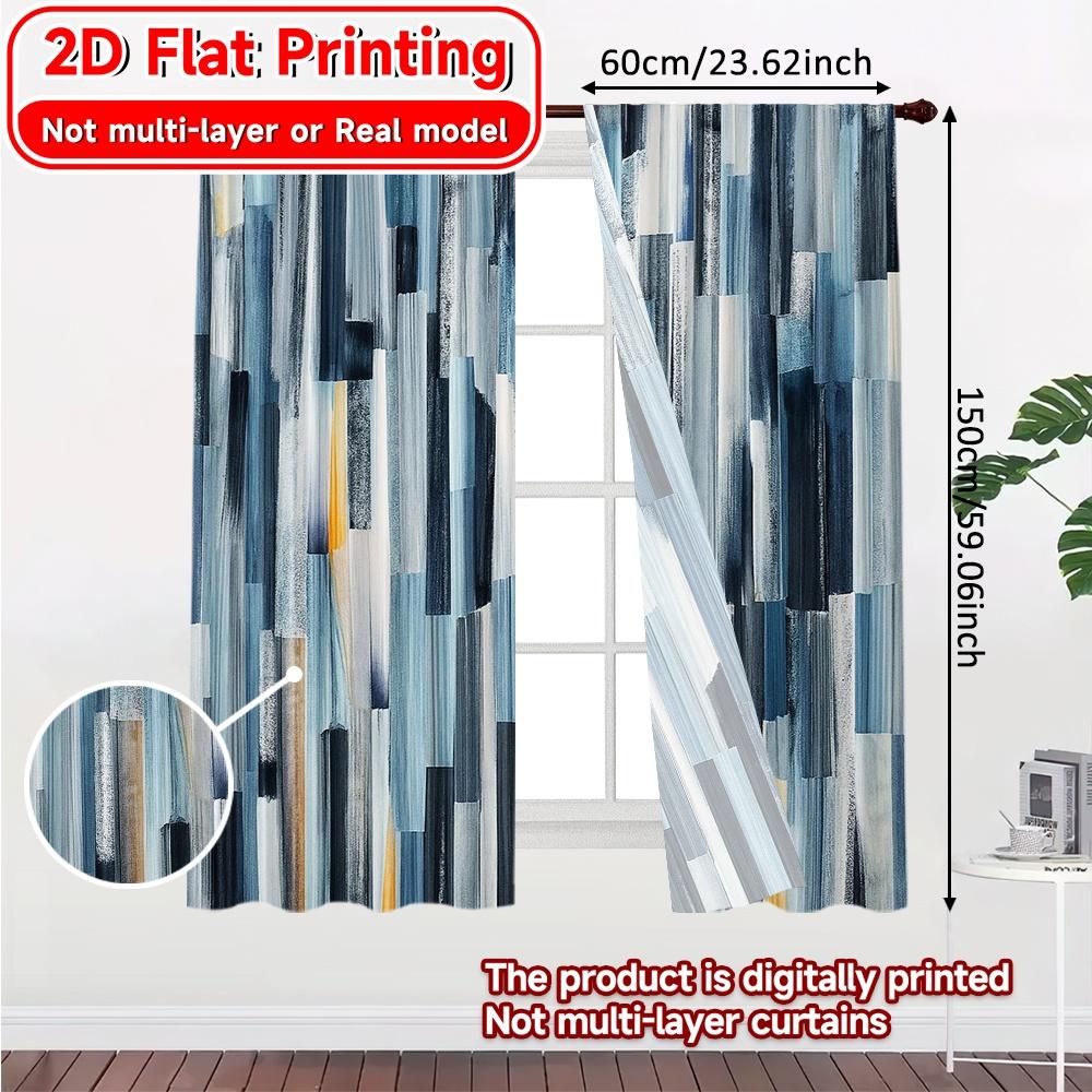 2 Stück 2D-Flachdruck-Vorhänge (Ohne Stange) Pinselstriche Labyrinth Feiertag Halloween Weihnachten Bedruckte Vorhänge Langlebiges Polyester