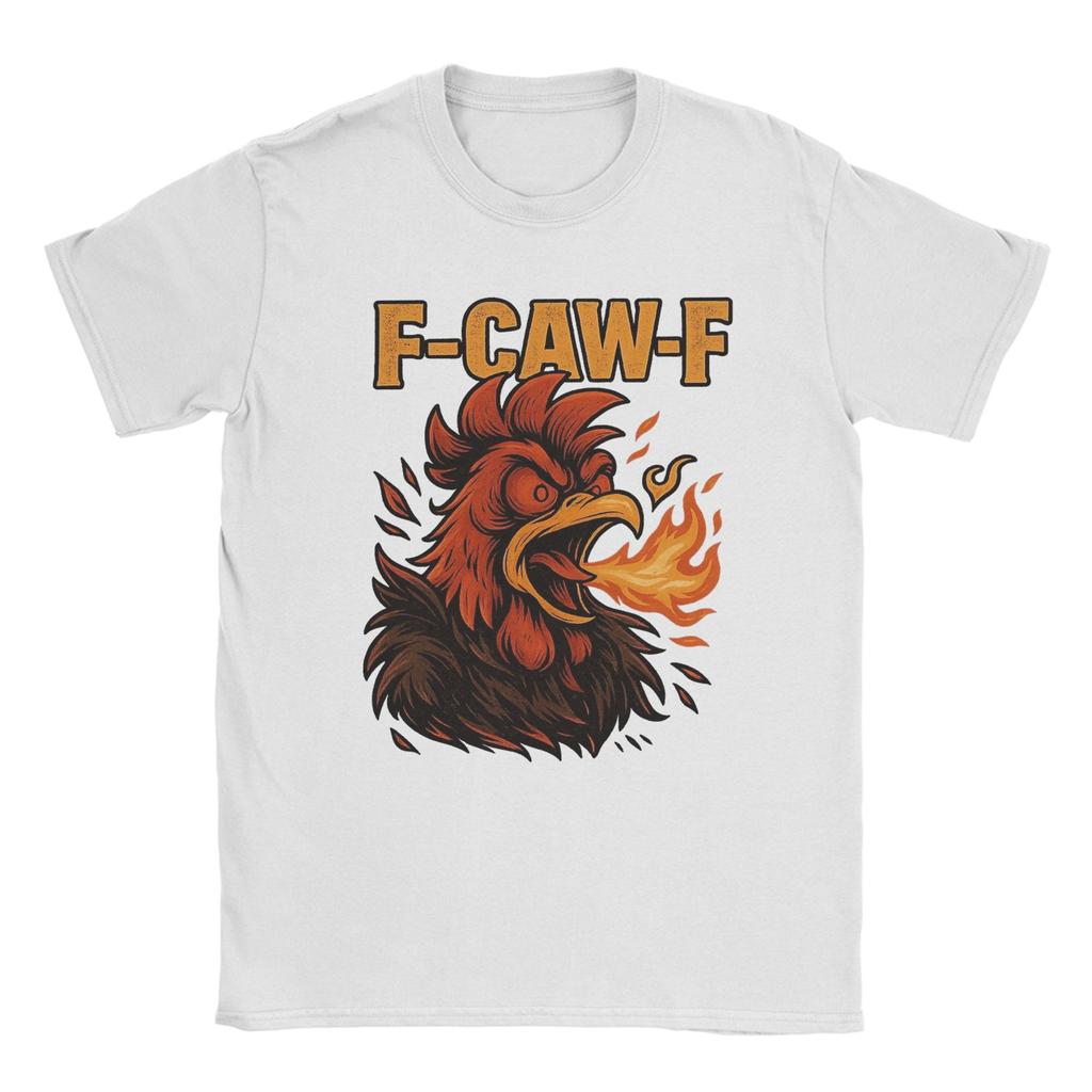 F-CAW-F Funny Rooster Meme  Hilarious Chicken Men's T Shirts Fashion Tees Short Sleeve O Neck T-Shirts 100 Cotton 6XL Clothes
