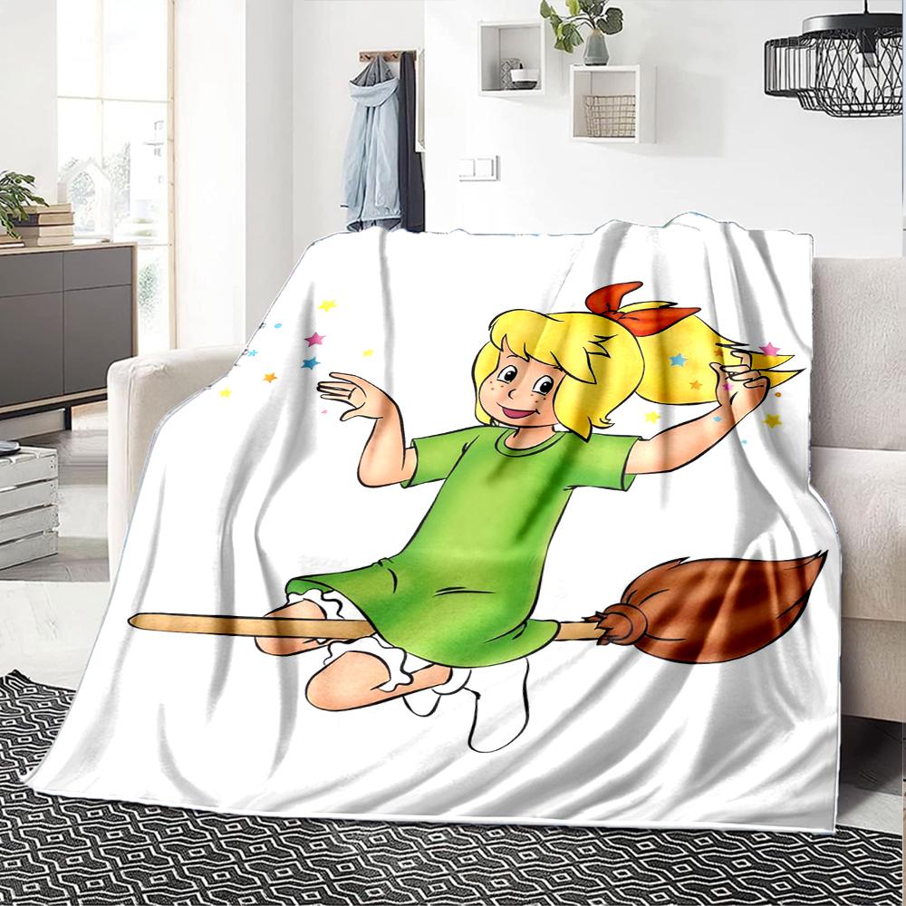 Bibi Blocksberg Theme Printed Blanket - Perfect for Couch, Bed, Travel & Outdoor Use | Machine Washable, Cozy & Durable.