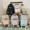 Contrast Color Middle School Student Schoolbag Large Capacity College Style Backpack with Coin Purse