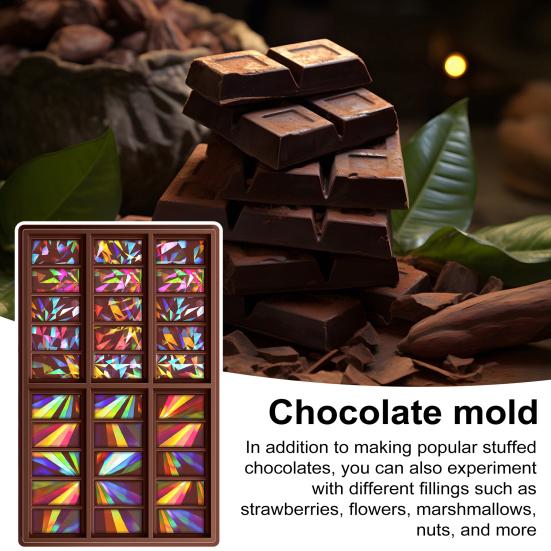 

Голографическая силиконовая форма для шоколада для DIY выпечки, глубокие формы для толстых плиток для смолы, воска для аромаламп, форма для шоколада уникального дизайна 1pc