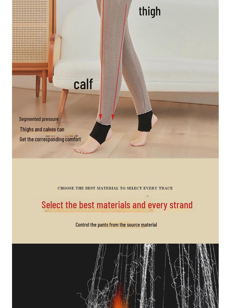 Velvet-Filled Silk Leggings: High-Waist, Slim Fit Winter Pants for Warmth and Style
