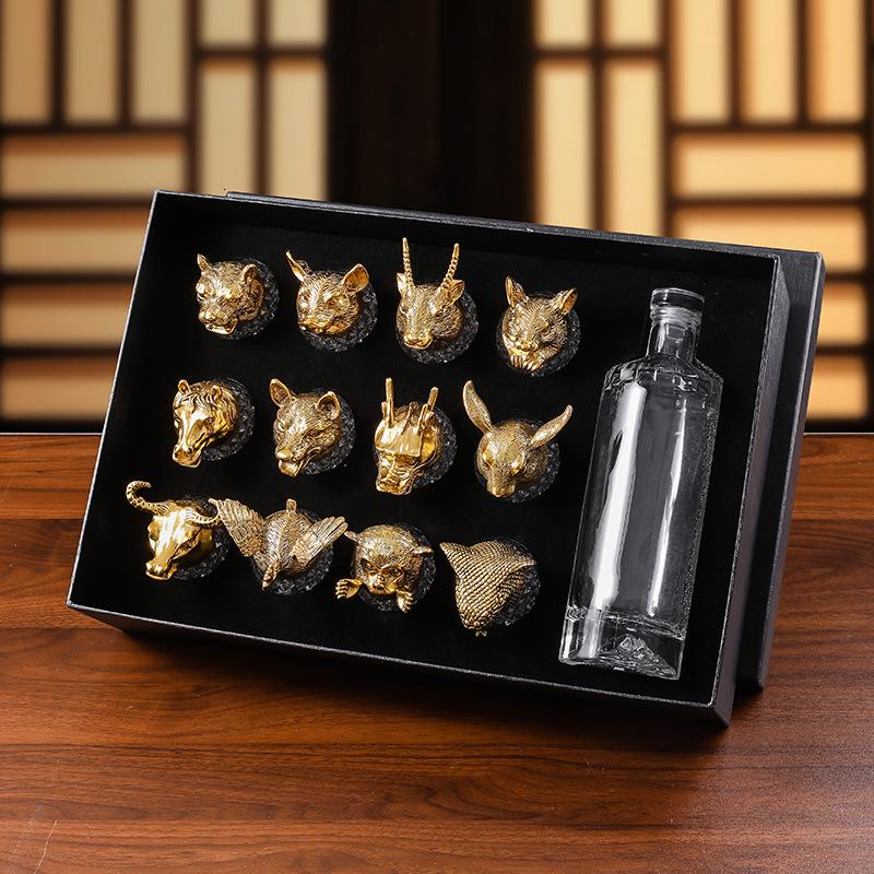 Zodiac Wine Set Baijiu Cup One Cup Strong Glass Wine Crystal Glass Small Wine Glass 1 Two Cups Can Be