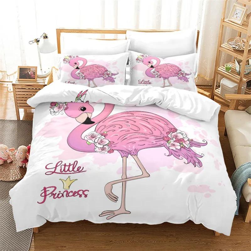 Comforter Girls Flamingo Twin Queen Tropical Leaves Floral Bedding Set For Teen Women Room Dorm Decor Hawaiian Comforter