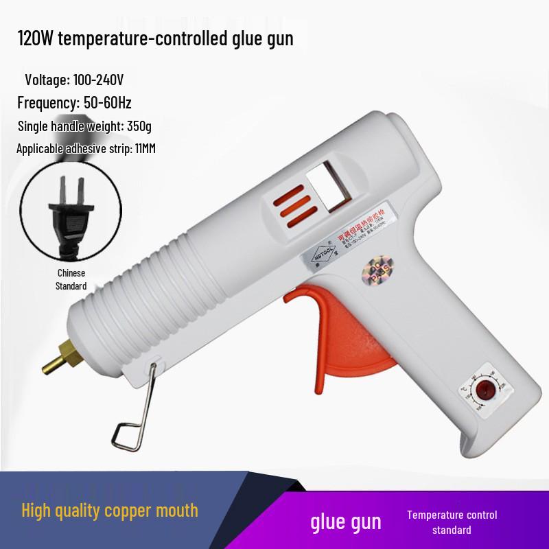 Pistol de lipit la cald cu temperatură reglabilă 120W cu afișaj digital - Grad industrial, batoane de lipici 11mm, temperatură constantă, pentru uz casnic