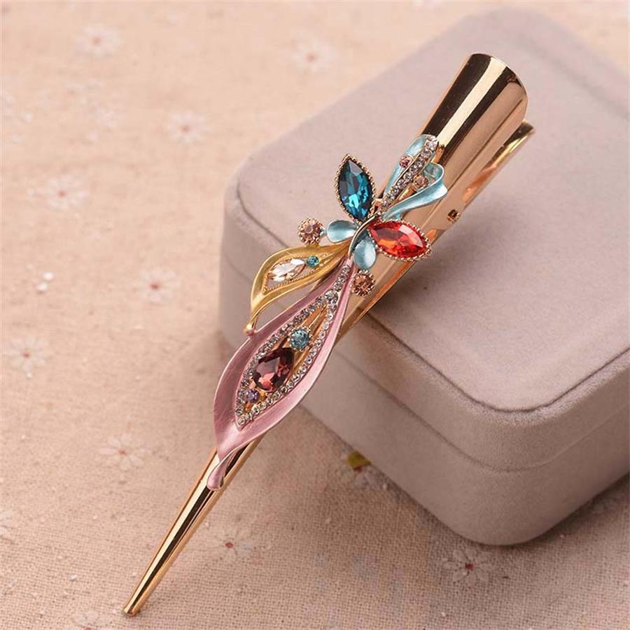

Ретро Кристалл Цветок Бабочка Заколка для Волос Женская сверкающая повязка на голову заколка-банан аксессуары красный страз свадебные украшения для головы Barrettes