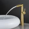Creative Brushed Gold Bathroom Basin Faucet Brass Deck Mounted Single Hole Hot Cold Mixer Sink Tap Washbasin Crane Faucet