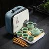 Travel tea set Ge kiln Ru kiln set tea tray home wedding opening real estate souvenir