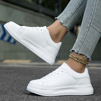Plus Size Shoes for Men 36-45 Autumn Fashion Lace Up Platform Flats Casual Sneakers Women Couples White Shoes Men Shoes Footwear