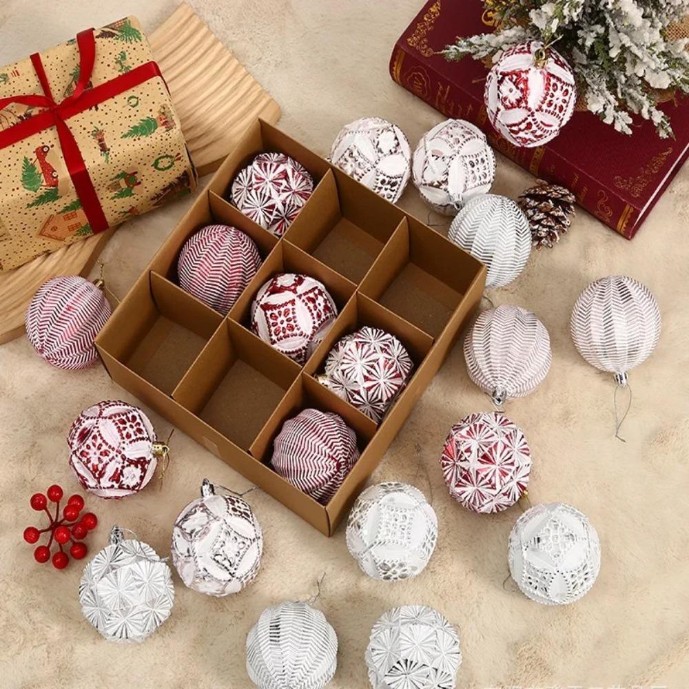 9pcs Shatterproof Electroplated Hanging Balls 8cm Christmas Tree Ornaments  Home Xmas Decor