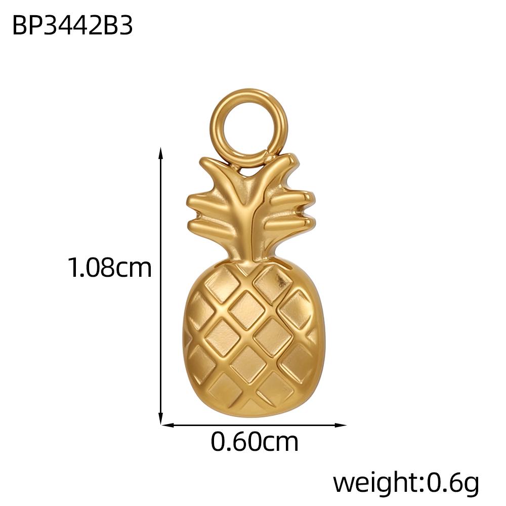 CARLIDANA Fruit Gold Plated Pineapple Avocado Strawberry Grape Pendant Stainless Steel Charms Accessories DIY Jewelry for Women