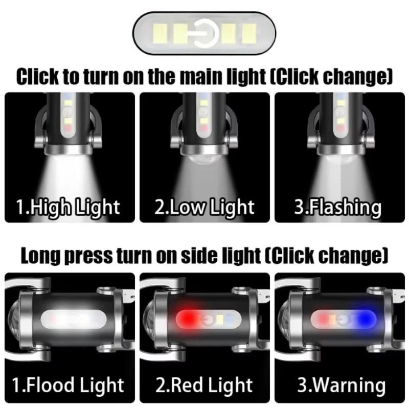 Mini Flashlight Keychain USB Rechargeable Pocket Light with COB Work Area Light for Camping Hiking Dog Walking Emergency Repair Key Ring
