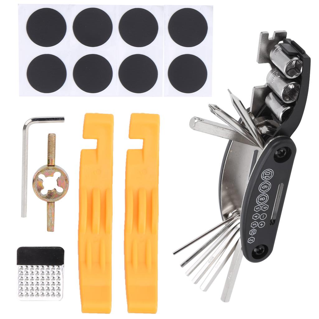 Bicycle 16 in 1 MultiFunctional Tyre Repair Tool Kit Bike Puncture Repair Tool with Bag