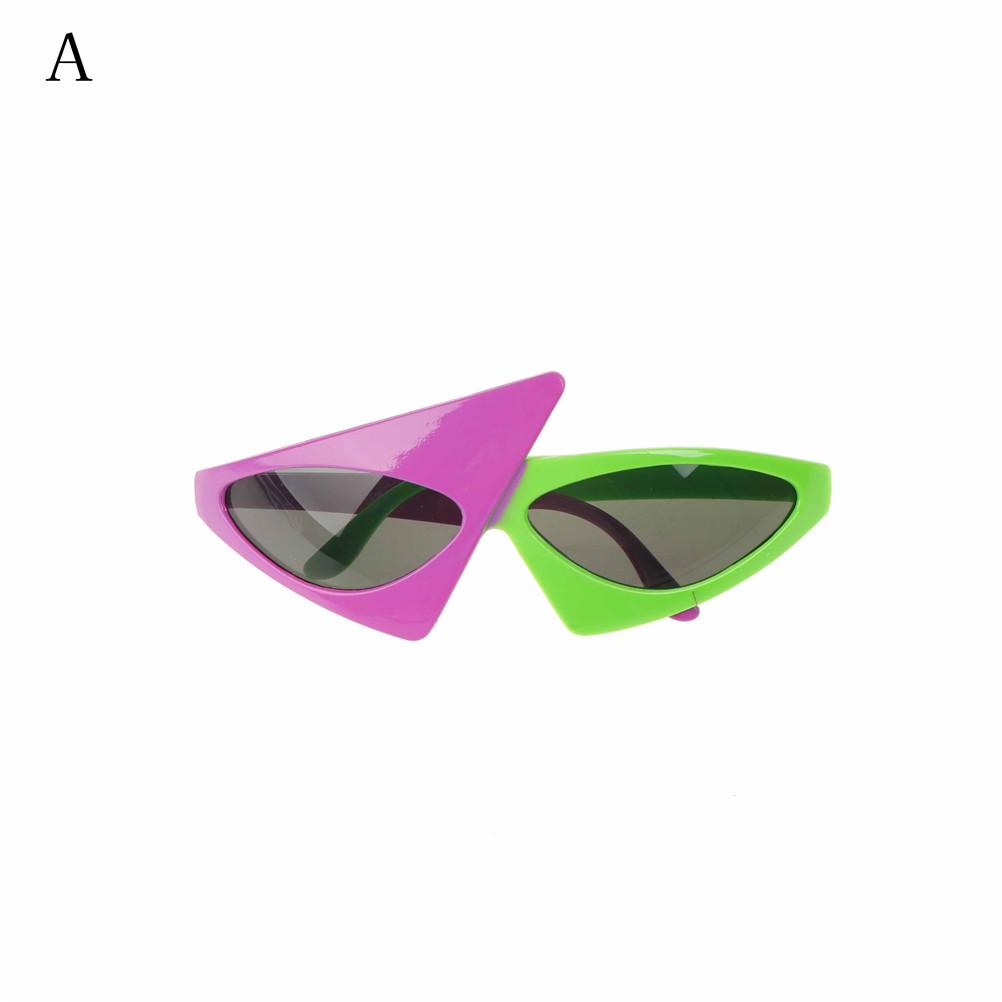 

1Pcs Party Costumes & Accessories Hiphop Green Pink Contrast Color Roy Purdy Asymmetric Triangular Sunglass