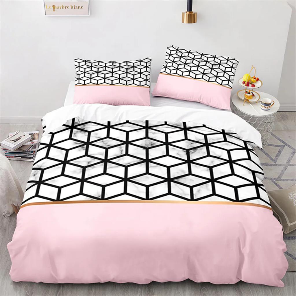 Geometriskt Marmor Påslakan Abstrakt Triangel för Barn Kvinnor Tonåringar Enkel Stil Tema Sovrumsdekorationer Queen King Size