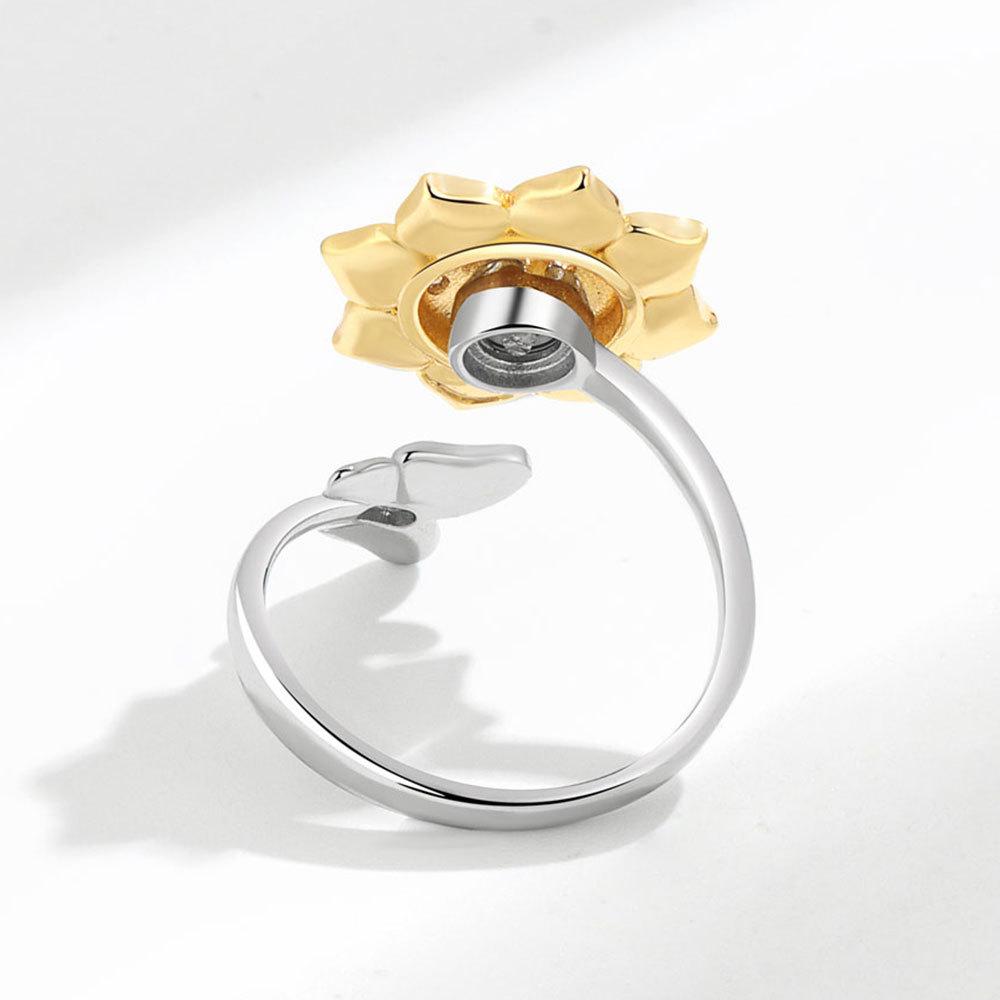 Adjustable Sunflower Spinner Ring For Women Minimalist Anxiety Relief Stress Reducing Rotating Jewelry Gift